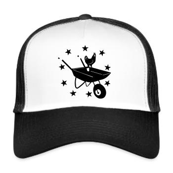 wheelbarrow, cock - Trucker Cap - white/black - Front