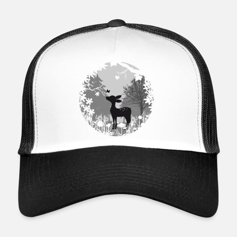 Rehkitz mit Schmetterling - Trucker Cap - Weiß/Schwarz