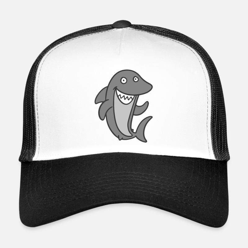 requin - Casquette trucker  - blanc/noir