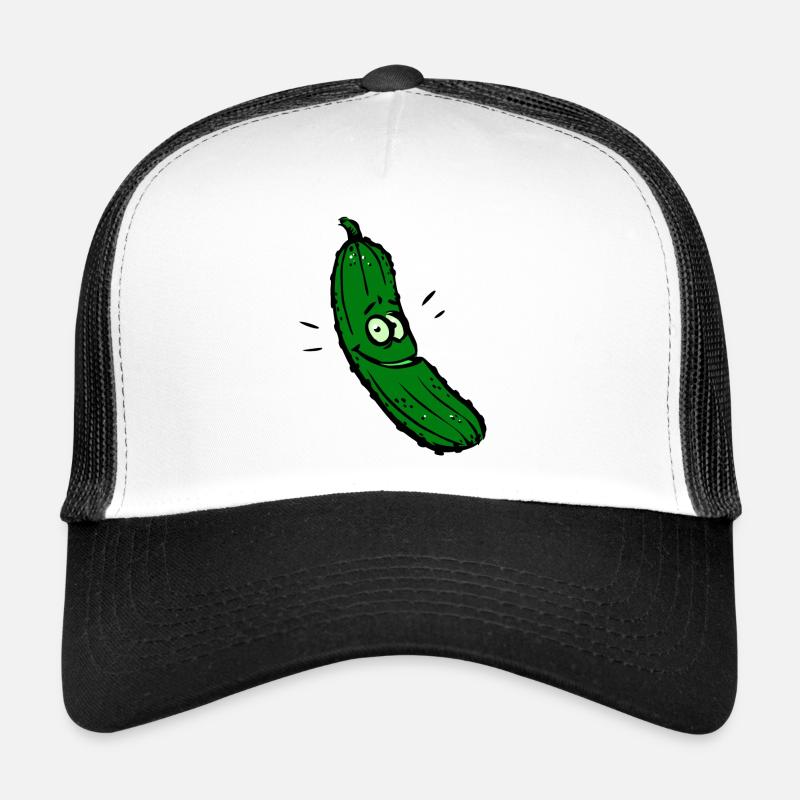 Grinsende Gurke Cartoon - Trucker Cap - Weiß/Schwarz