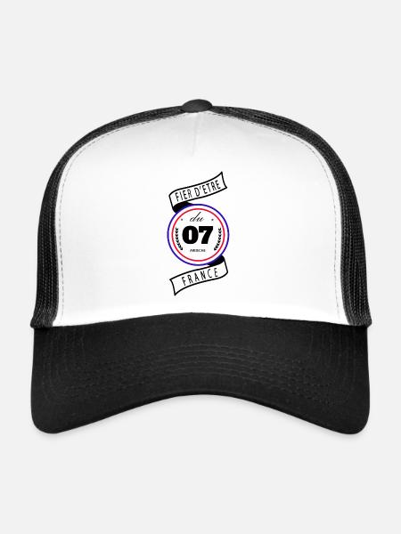 Fier D'être Du 07 Ardèche France - Casquette trucker  - blanc/noir - Devant