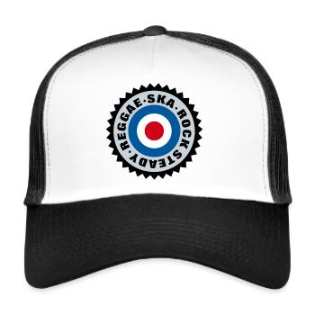 Ska, Rock Steady, Reggae Mod Target - Trucker Cap - Weiß/Schwarz - Vorne