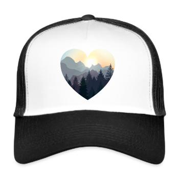 Liebe die Natur. Berge, Wald, Camping Geschenk - Trucker Cap - Weiß/Schwarz - Vorne