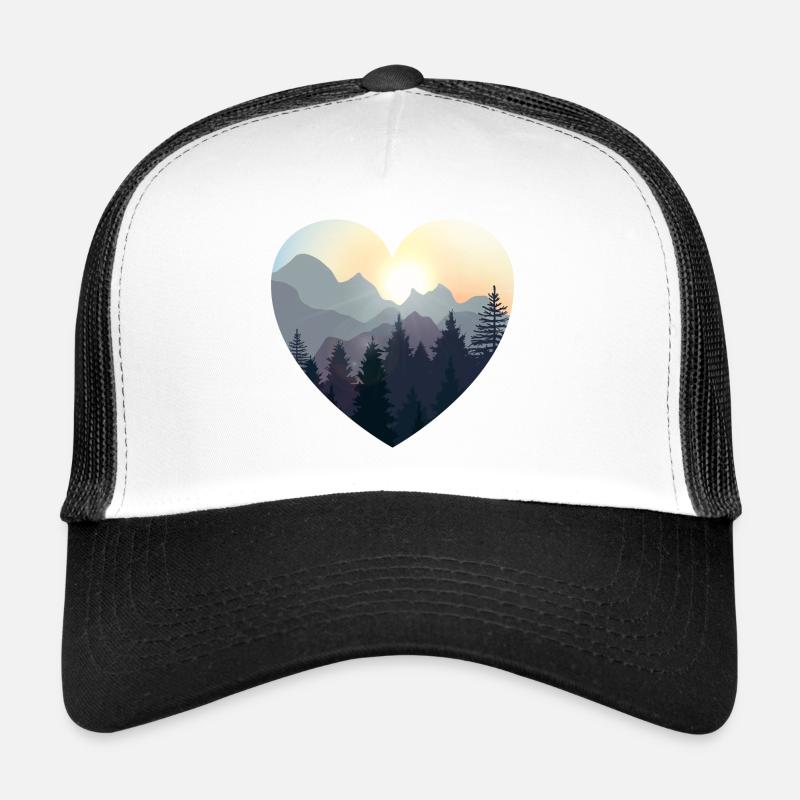 Liebe die Natur. Berge, Wald, Camping Geschenk - Trucker Cap - Weiß/Schwarz