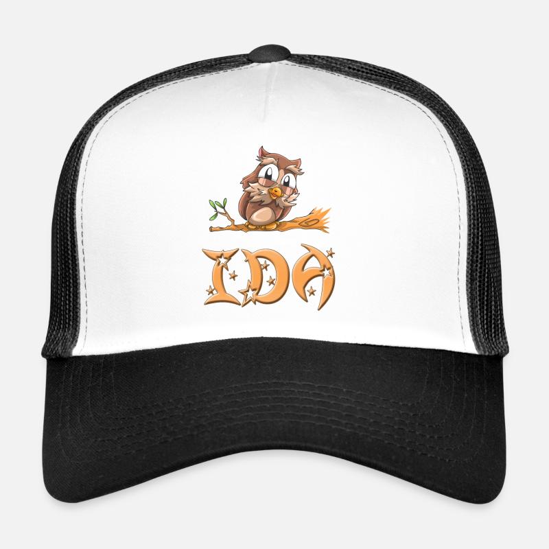 Eule Ida - Trucker Cap - Weiß/Schwarz