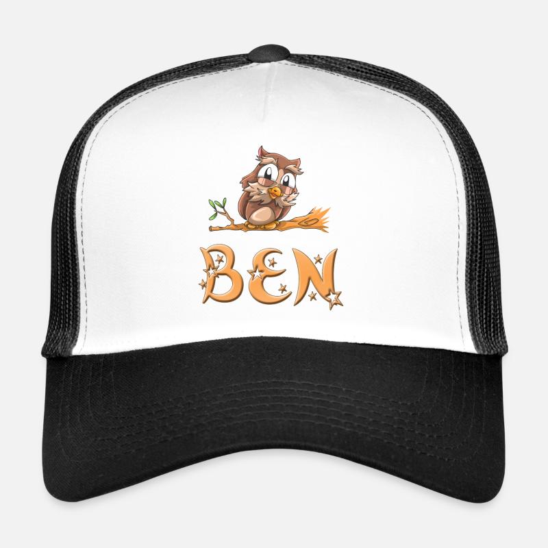 Eule Ben - Trucker Cap - Weiß/Schwarz