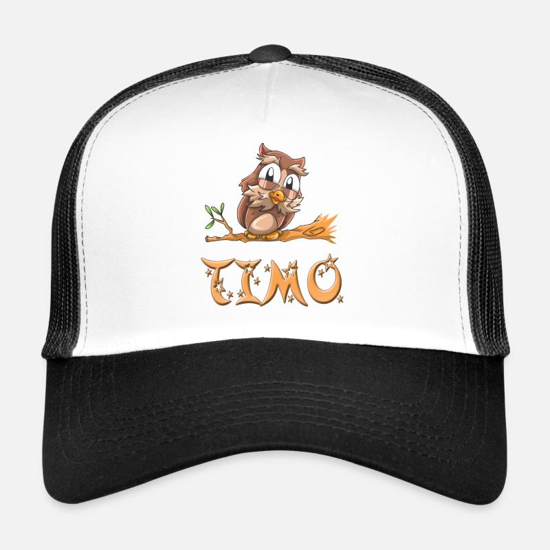 Eule Timo - Trucker Cap - Weiß/Schwarz