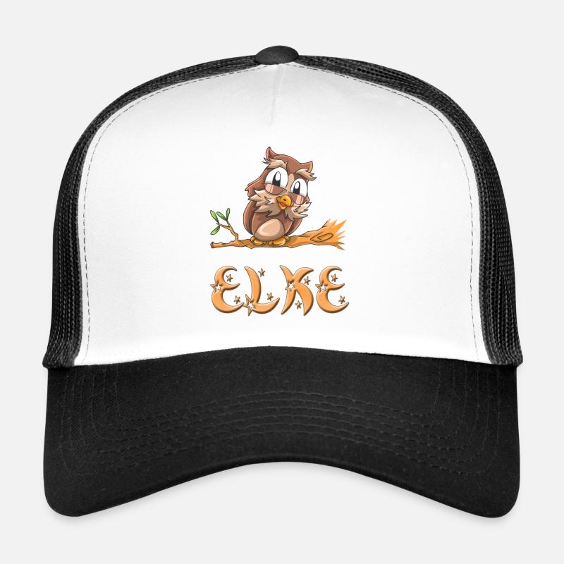 Eule Elke - Trucker Cap - Weiß/Schwarz