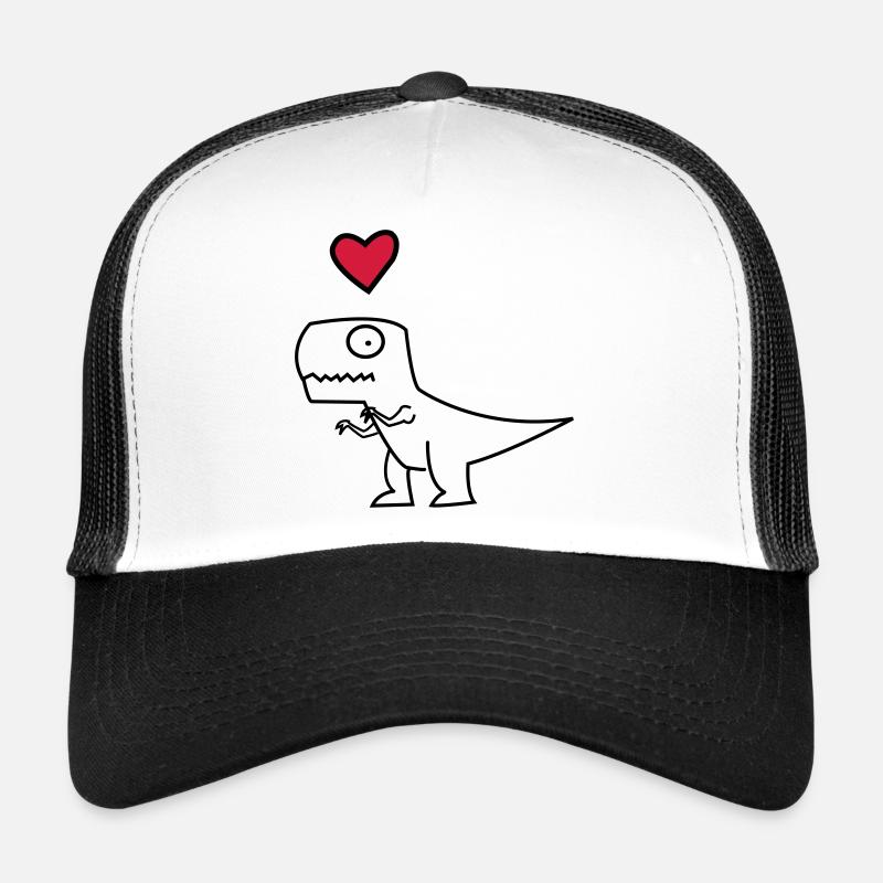 Dino Herz auf Schwarz - Trucker Cap - Weiß/Schwarz