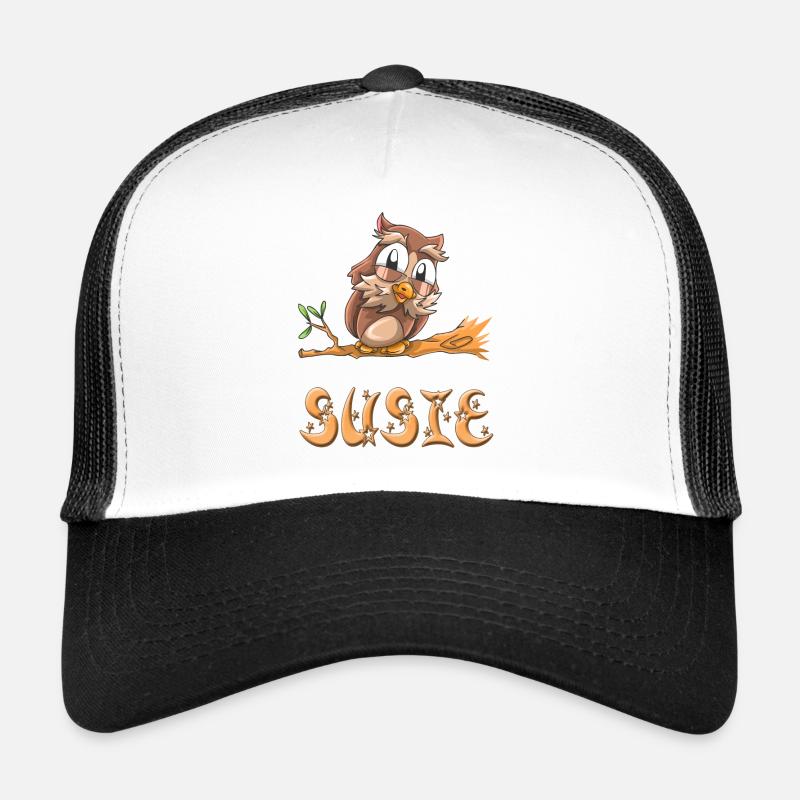 Eule Susie - Trucker Cap - Weiß/Schwarz