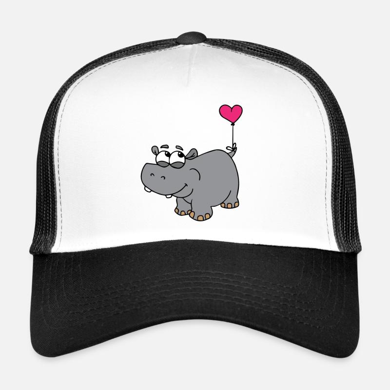 Hippopotamus with heart balloon Trucker Cap