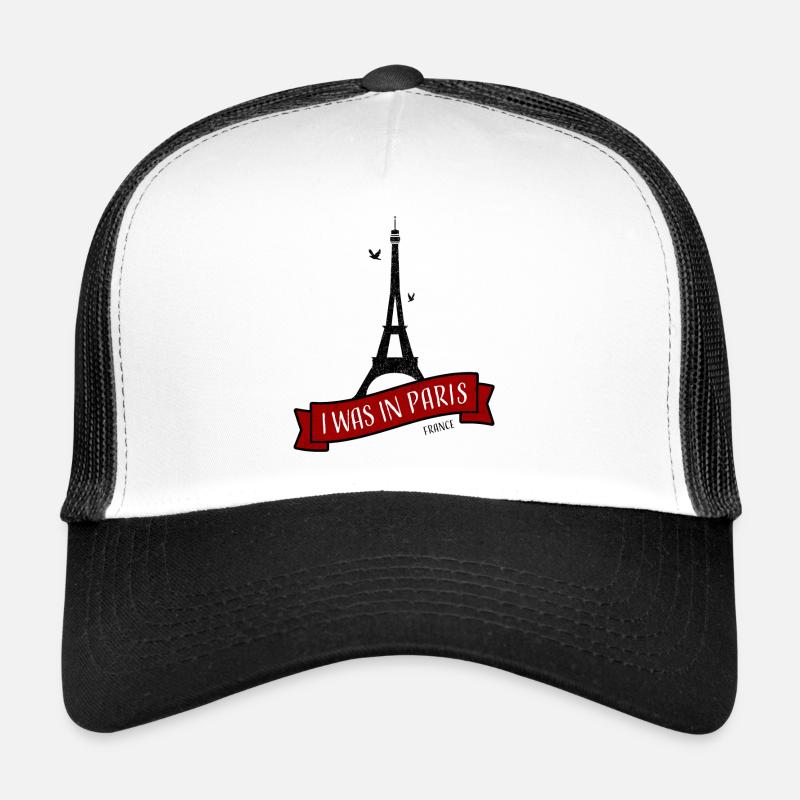 Paris I était à Paris (J'aime Paris) - Casquette trucker  - blanc/noir
