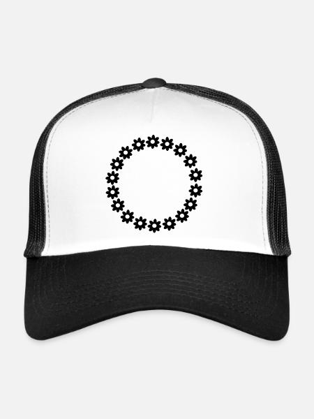 Une couronne de fleurs - Casquette trucker  - blanc/noir - Devant