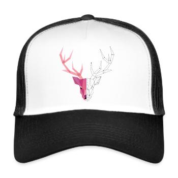 Cerf géométrique - Casquette trucker  - blanc/noir - Devant