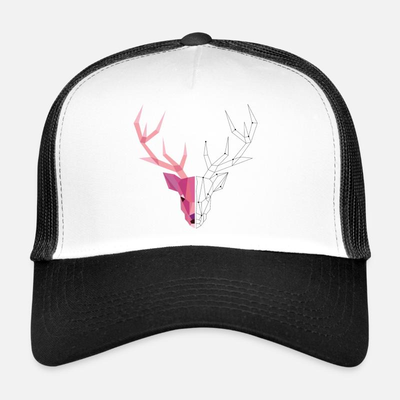 Geometrischer Hirsch - Trucker Cap - Weiß/Schwarz