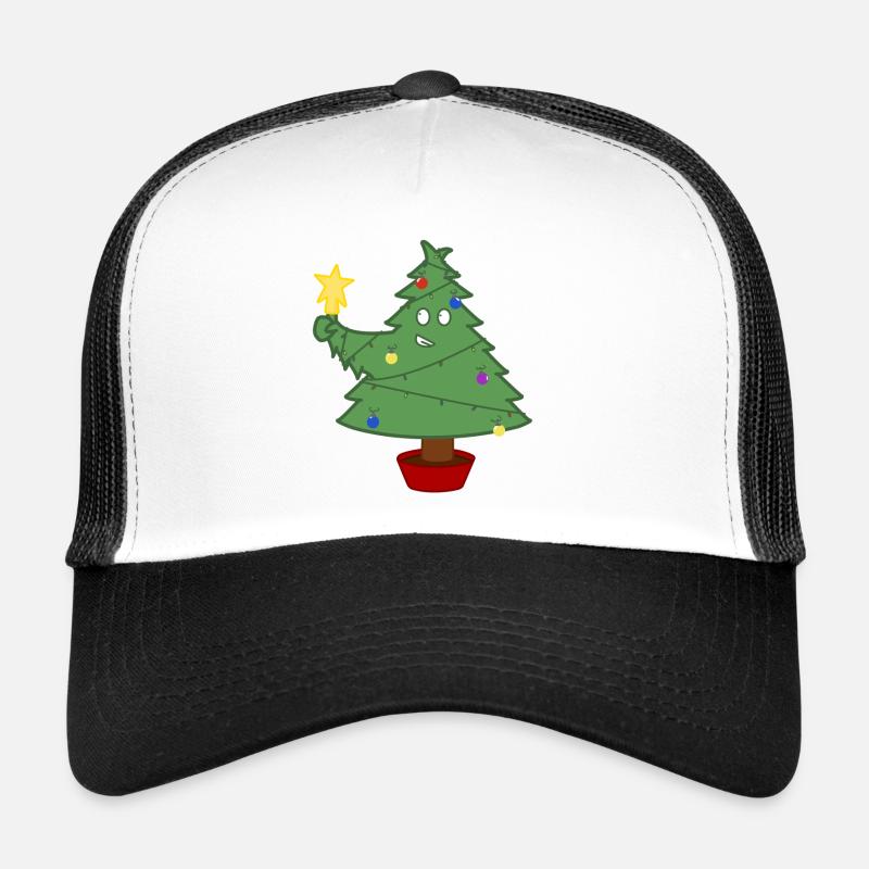 Smiling Christmas tree with lights Trucker Cap