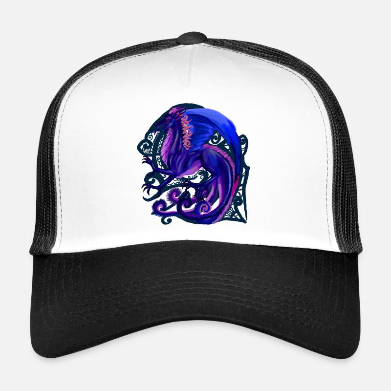 dragon bleu - Casquette trucker  - blanc/noir