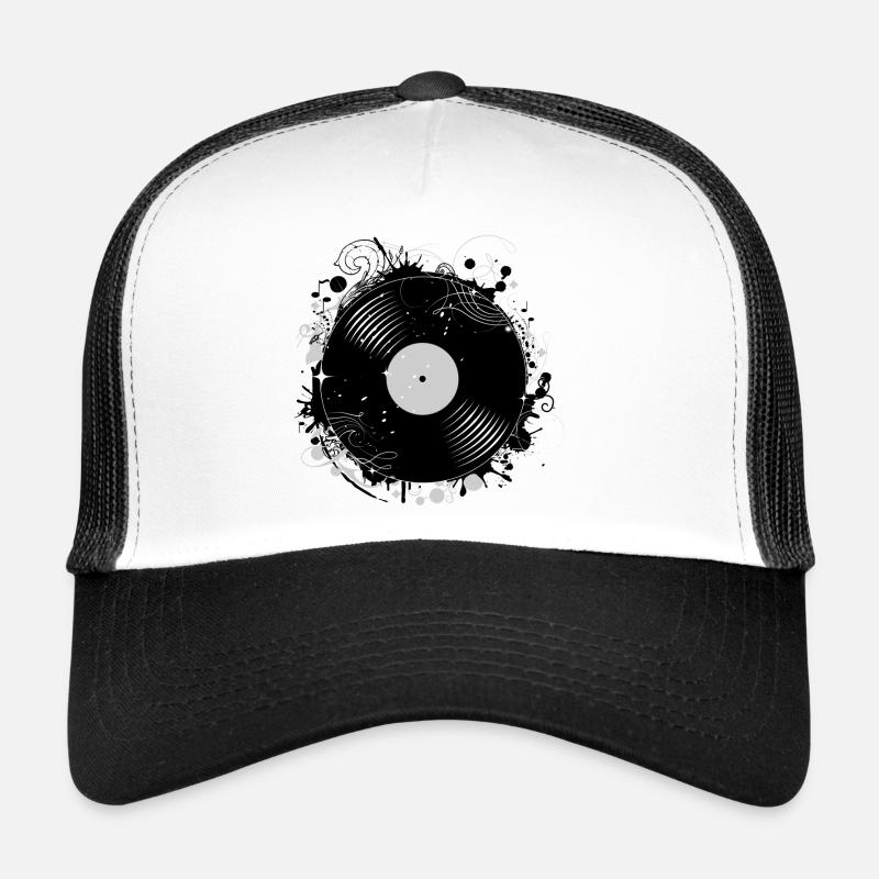Vinyl record in graffiti design - Trucker Cap - white/black