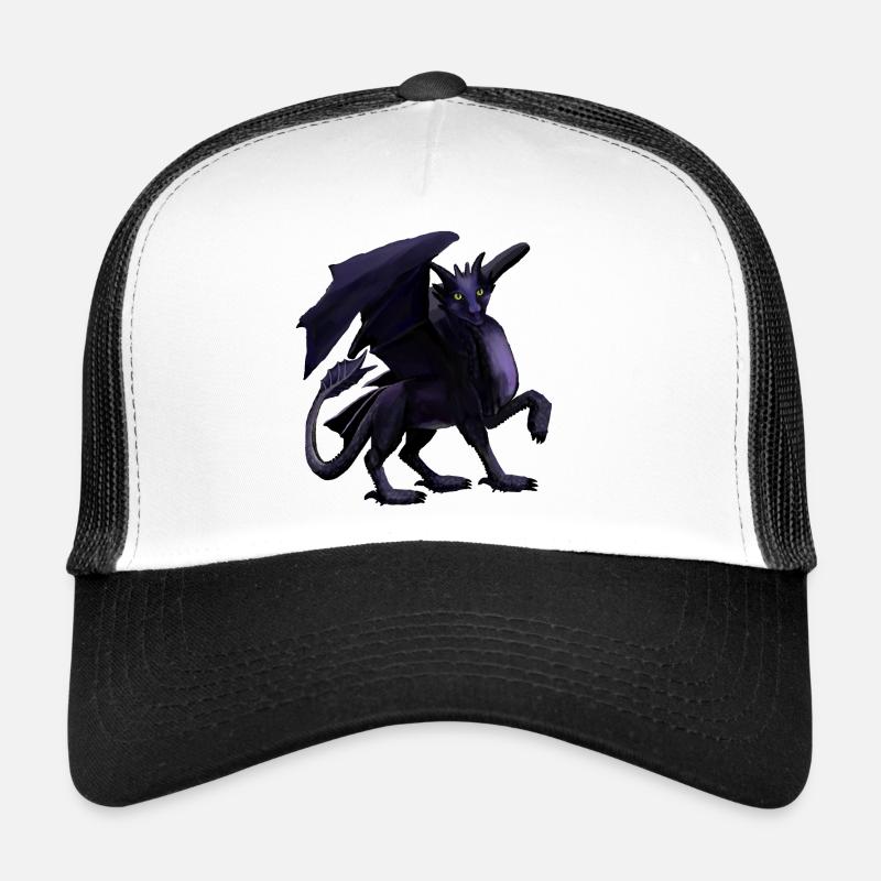 dragon noir - Casquette trucker  - blanc/noir