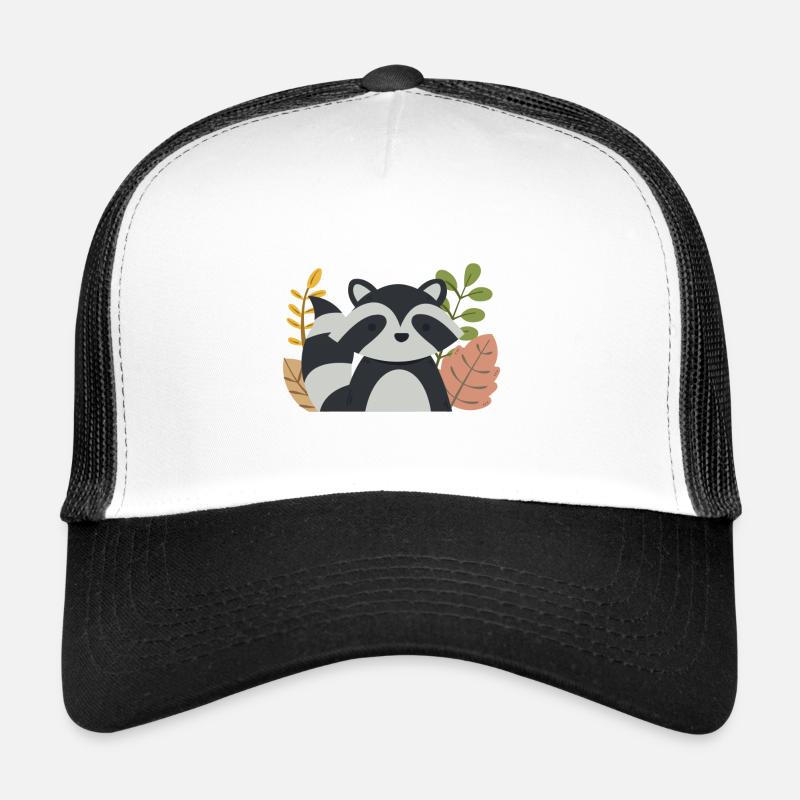 Raton laveur de Kawaii avec feuilles d’automne – Forêt mignonne Casquette trucker 