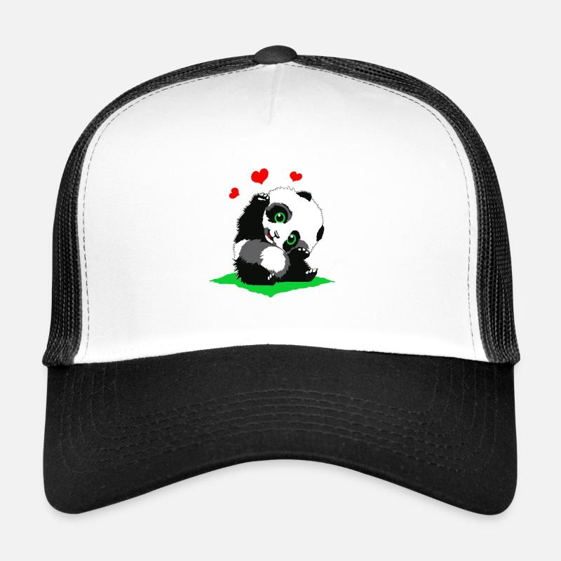 Panda câlin avec des cœurs Casquette trucker 