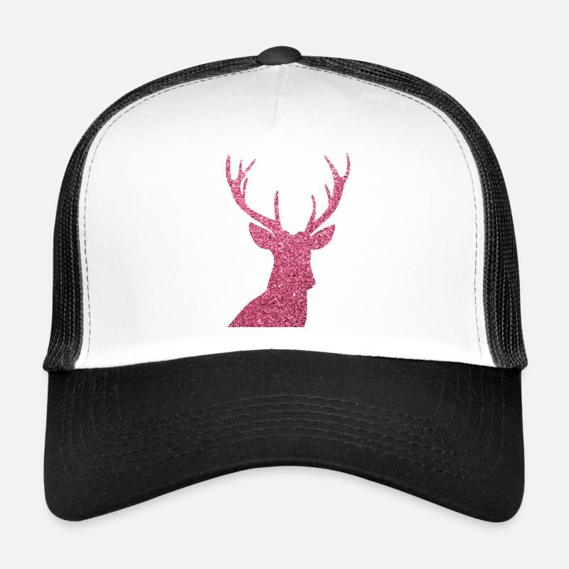 Silhouette de cerf pailletée rose Casquette trucker 