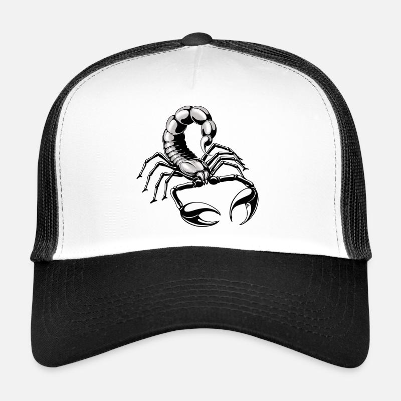 Skorpion - silber - grau - Trucker Cap - Weiß/Schwarz