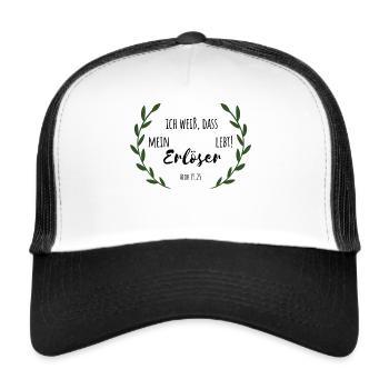 ich weiss, dass mein erlöser lebt - Trucker Cap - Weiß/Schwarz - Vorne