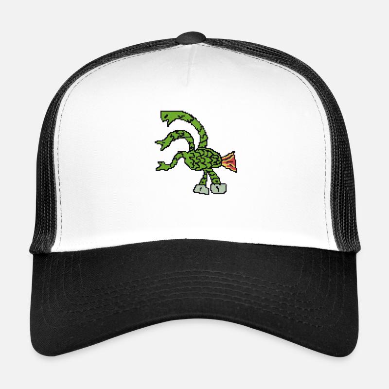 Dreiköpfige Hydra Pixelart - Trucker Cap - Weiß/Schwarz