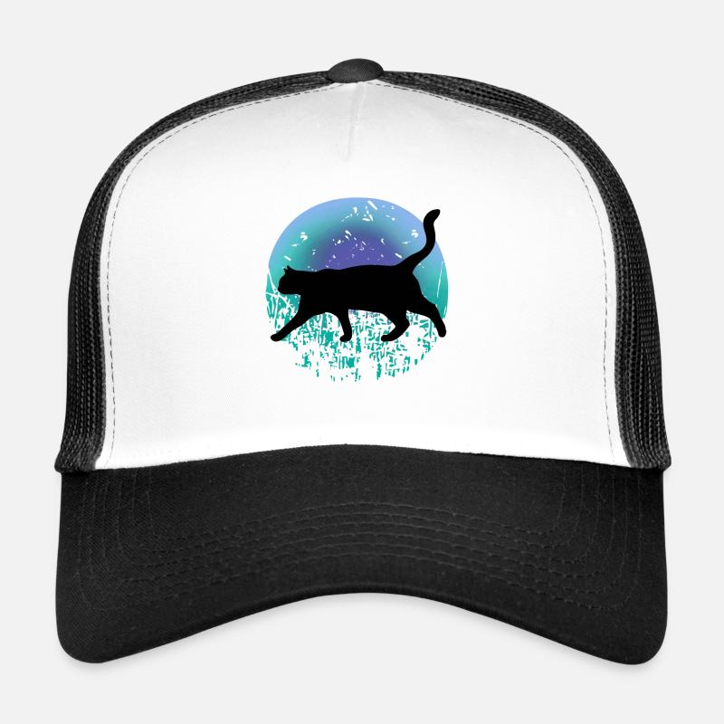Chat noir - Casquette trucker  - blanc/noir