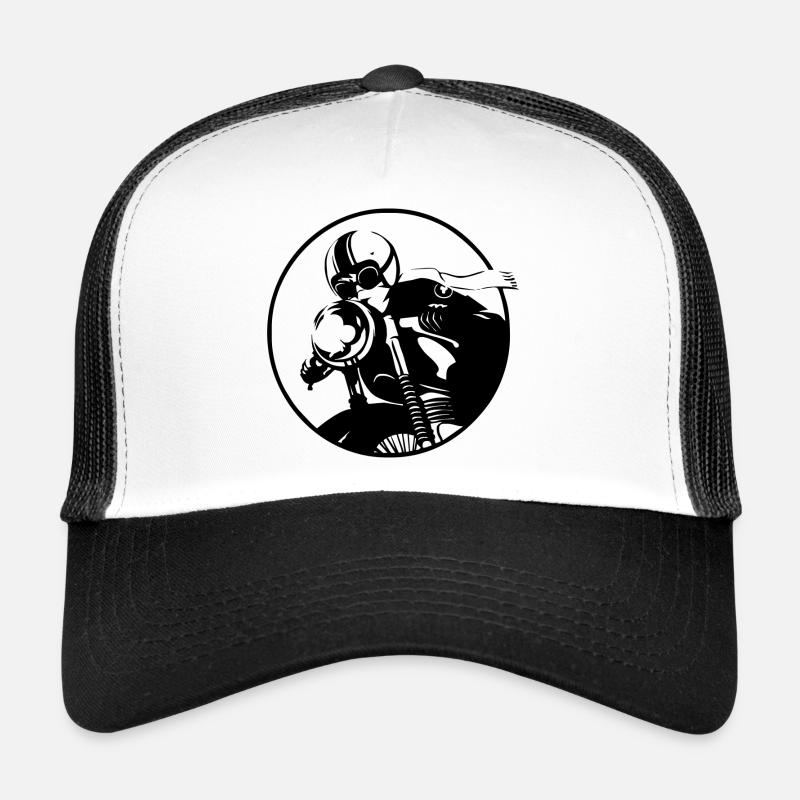 Vintage Old School Biker - Trucker Cap - Weiß/Schwarz