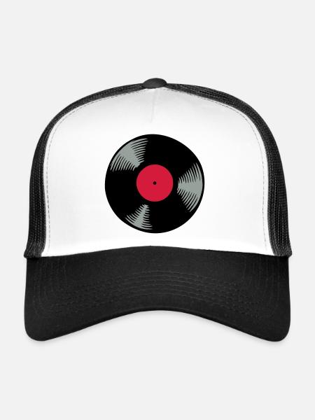 Vinyle - Casquette trucker  - blanc/noir - Devant