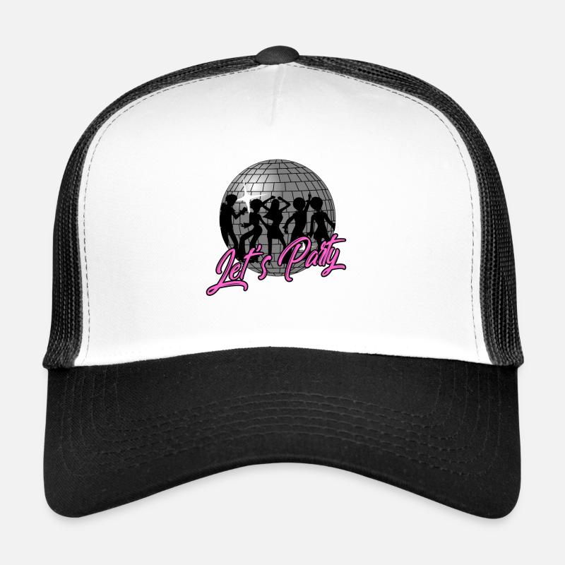 Let's Party 70er Discokugel Disco - Trucker Cap - Weiß/Schwarz