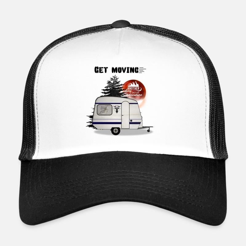 Camper - Camping Shirt , Wohnwagen - campen - Trucker Cap - Weiß/Schwarz