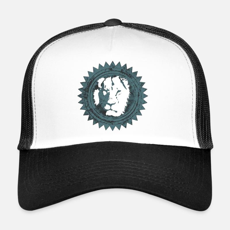 Löwenkopf Reggae Design - Trucker Cap - Weiß/Schwarz