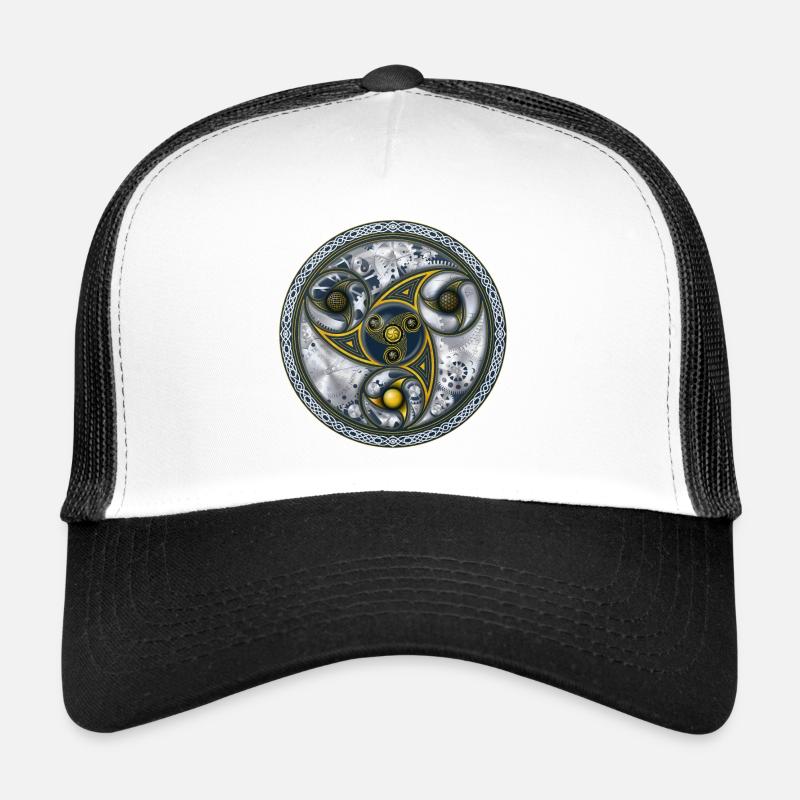 Bewusstseinsreisemaschine, Heilige Geometrie - Trucker Cap - Weiß/Schwarz