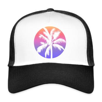 Palm Circle Lever de soleil - Casquette trucker  - blanc/noir - Devant