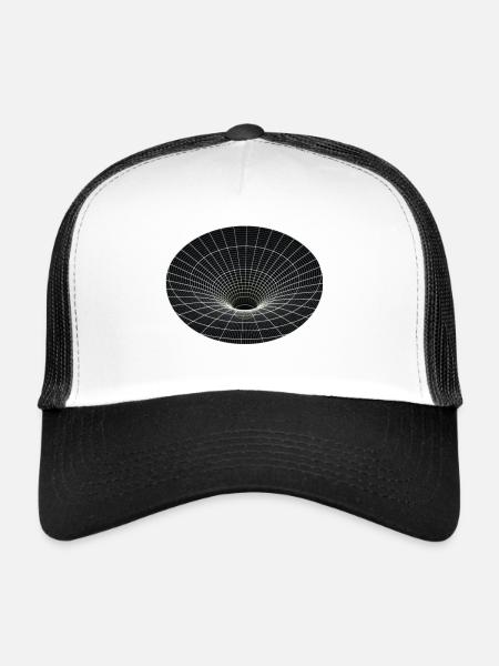 Trou de ver à grille vortex - Casquette trucker  - blanc/noir - Devant