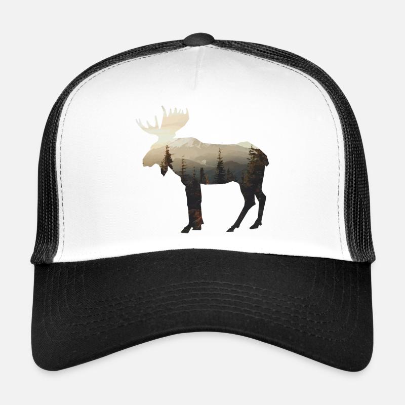 Elch mit Landschaft Silhouette Geschenk Idee Trucker Cap