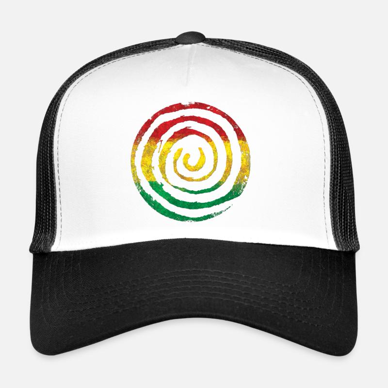 Spirale Zen rastérisée dans la palette de couleurs rasta Casquette trucker 