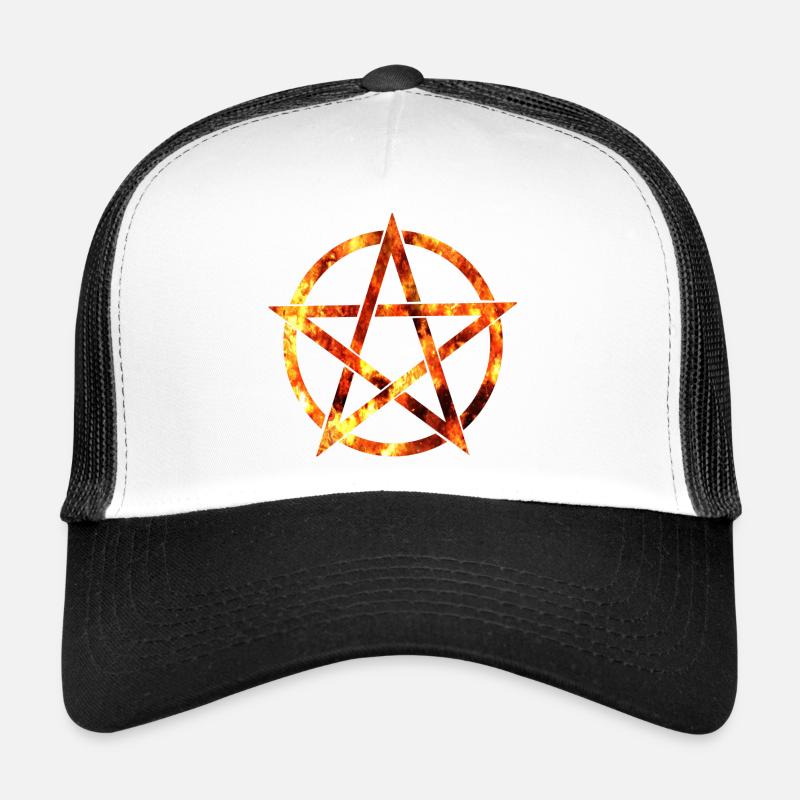 pentagram from flames - Trucker Cap - white/black