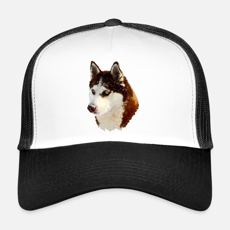 Nordischer Husky Kopf Zeichnung - Trucker Cap - Weiß/Schwarz