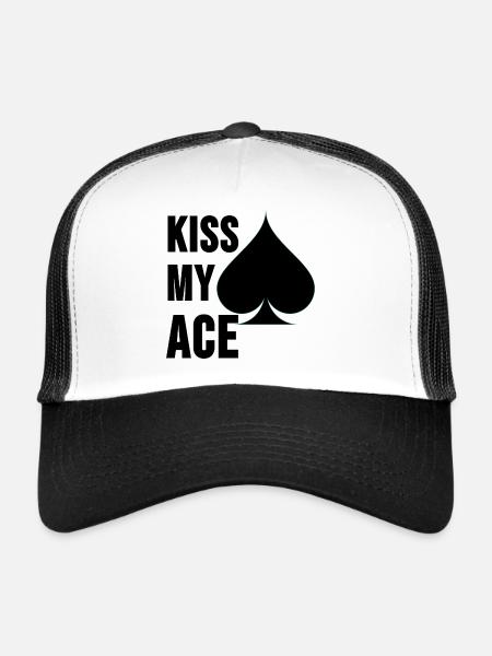 Poker Shirt Pokern Pokerface Ass Casino Geschenk - Trucker Cap - Weiß/Schwarz - Vorne