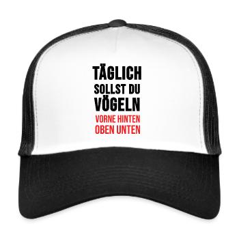 Versaute Sex Sprüche Shirt Sex-Süchtiger Geschenk - Trucker Cap - Weiß/Schwarz - Vorne