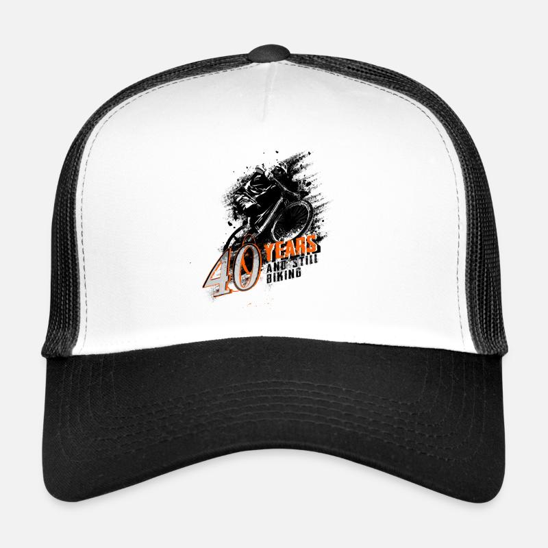 Mountainbiker - 40. Geburtstag - Trucker Cap - Weiß/Schwarz