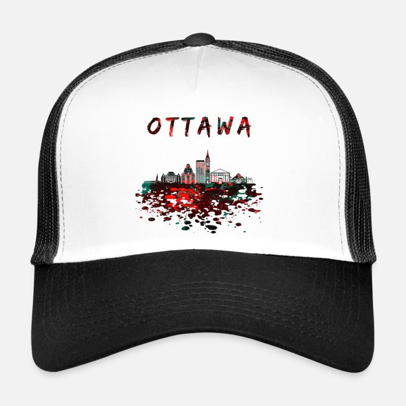 Ottawa Skyline / Kanada Geschenk Stadt - Trucker Cap - Weiß/Schwarz