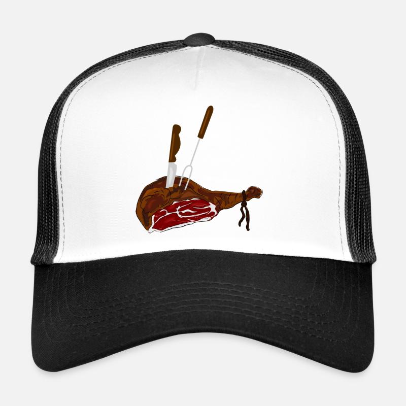 schinken speise essen koch - Trucker Cap - Weiß/Schwarz