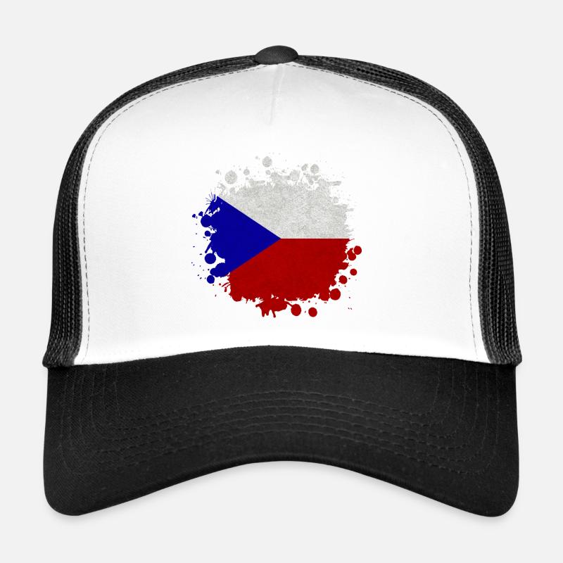 Tschechien Klecks / Geschenk Prag Flagge - Trucker Cap - Weiß/Schwarz