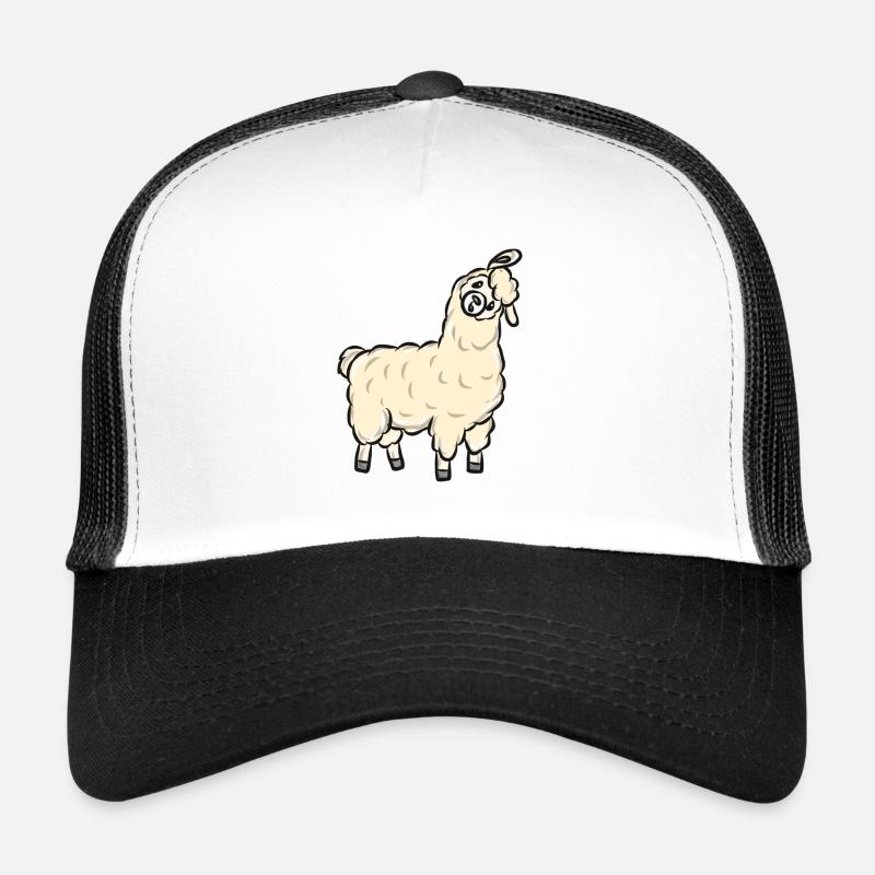 Lama alpaga - Casquette trucker  - blanc/noir