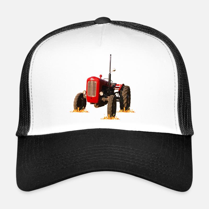 Roter Traktor Kraftdruck - Trucker Cap - Weiß/Schwarz